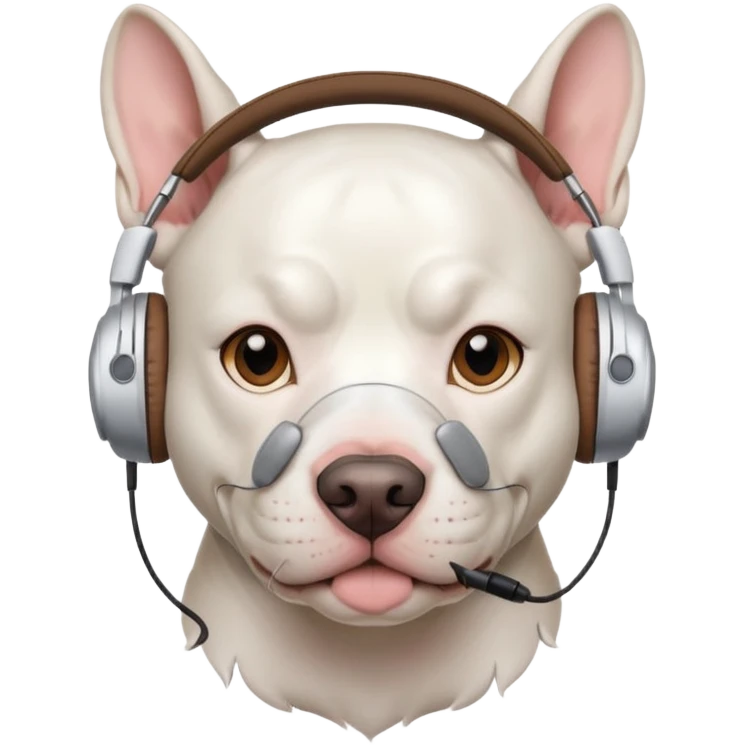 white pitbull head with headphones emoji