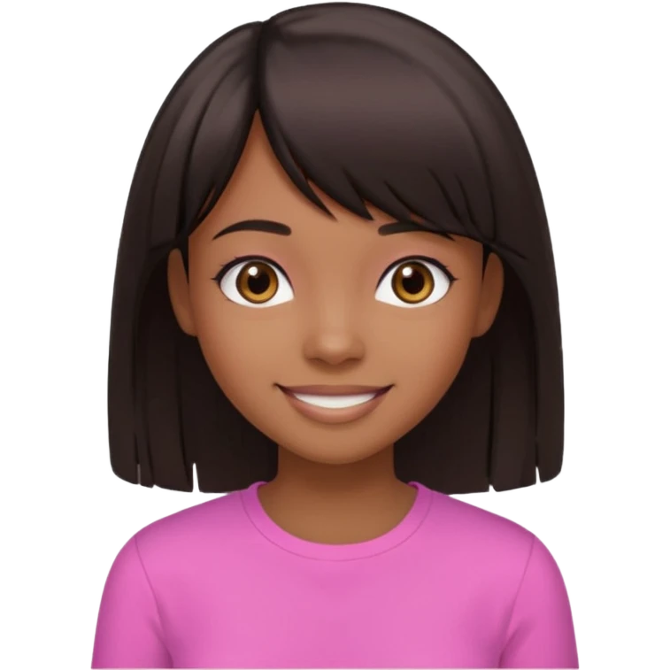 garota preta dando joiha sorrindo com cabelos médios lisos franjas separadas e olhos castanhos escuros emoji