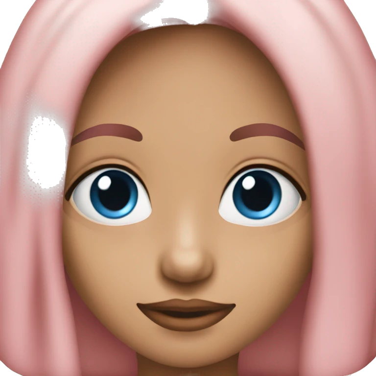 Niña d pelo azul y ojos rosados  emoji