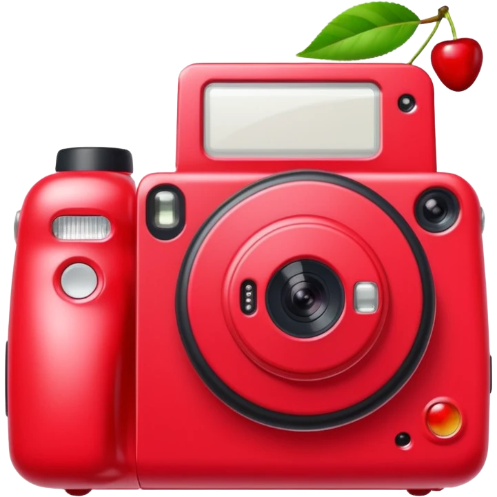 red  instax polaroid camera with cherries on it  emoji
