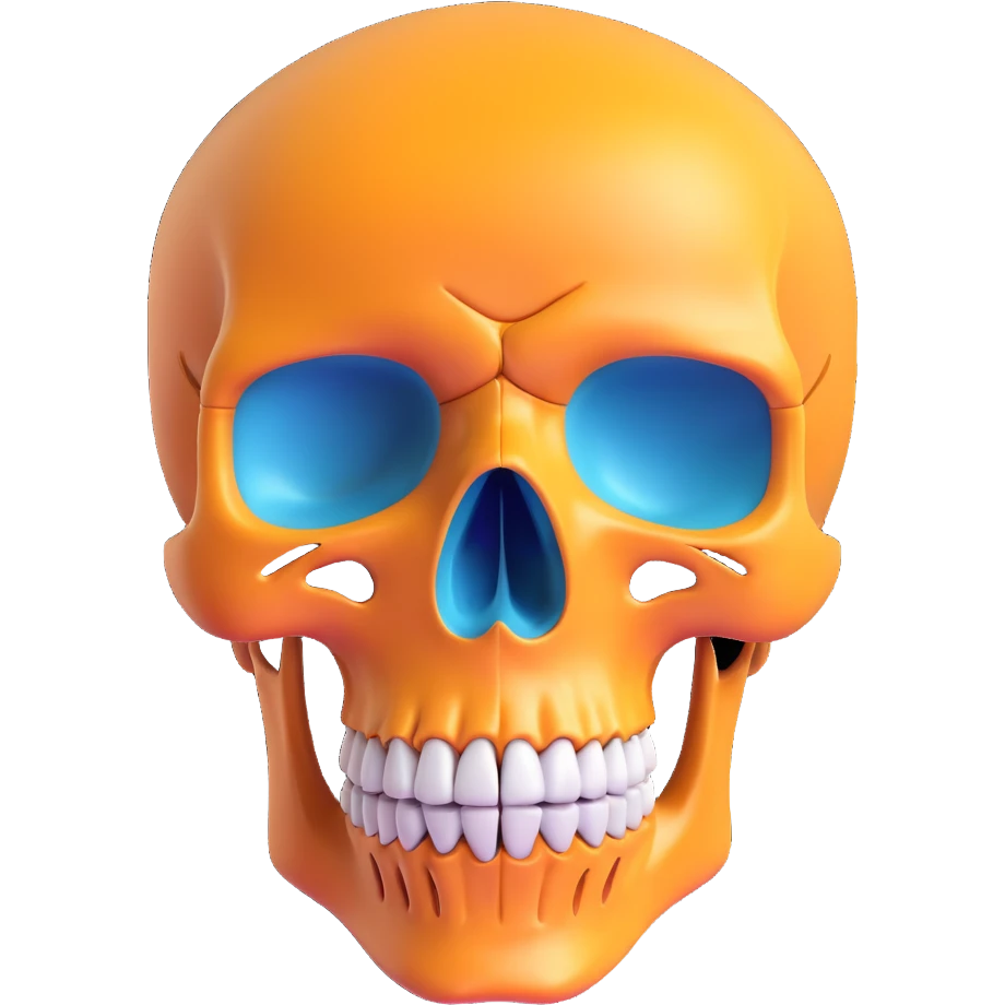 skull with mind blown effect, cartoonish, 3D emoji style emoji