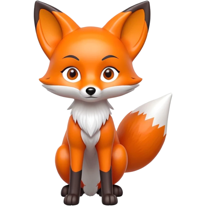 original designer toy character with fox features, pointed ears, X-symbol eyes, long limbs, sleek design, collectible figure emoji