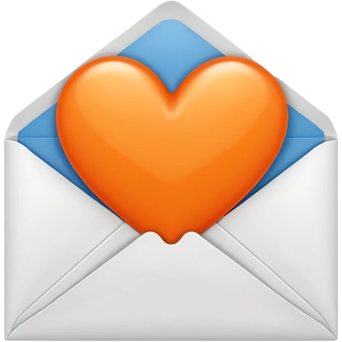 white envelop with small orange heart in the middle emoji