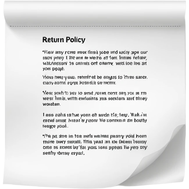 just 2 words "return policy", no background emoji
