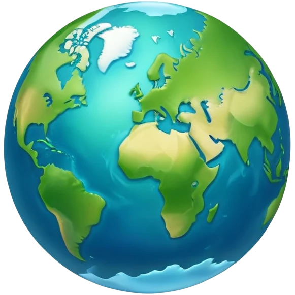 Earth globe with green continents forming a stylized artistic number 812, blue oceans, iOS emoji style, similar to previous design emoji