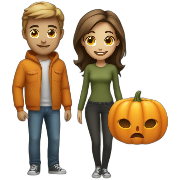couple with pumpkin emoji