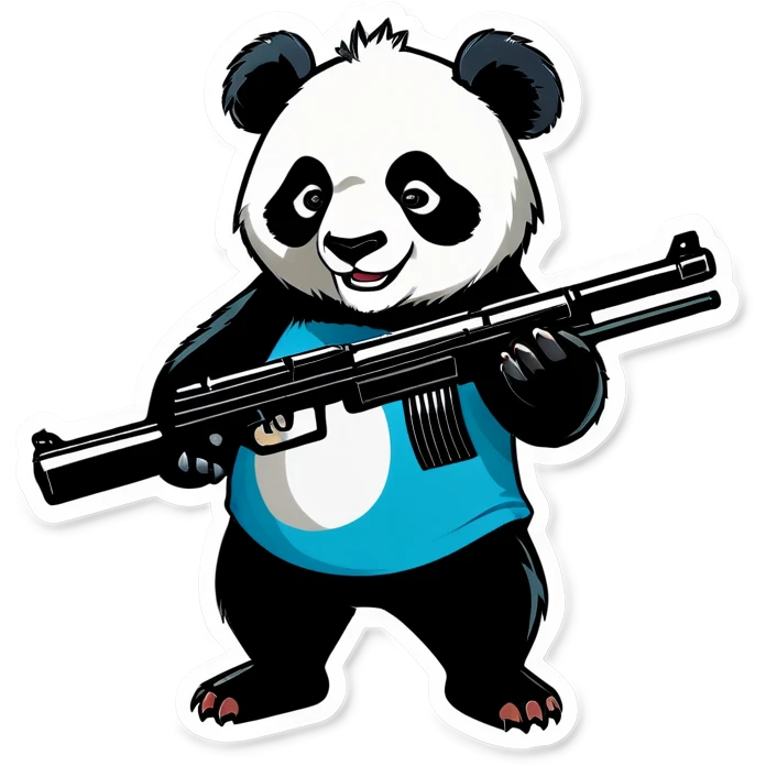 Panda holding a gun emoji