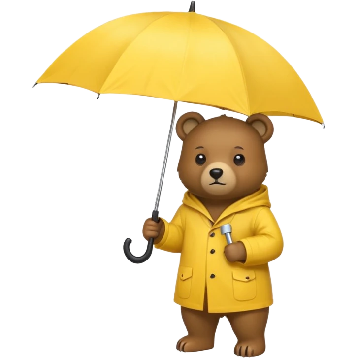 Bear with umbrella, wearing rain coat emoji