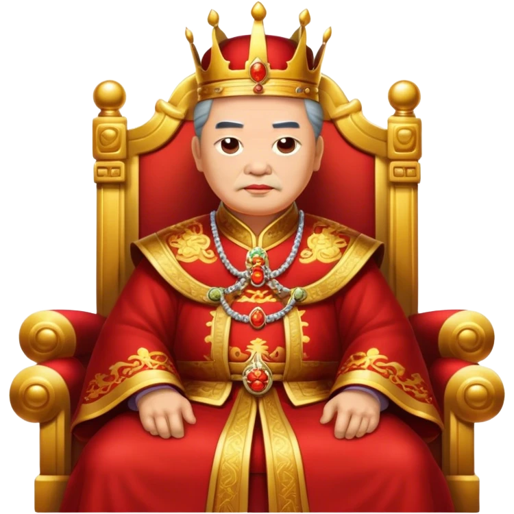 old chinese king sitting on red and gold throne emoji