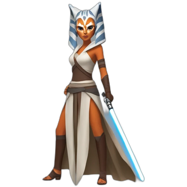 voluptuous ahsoka tano (full body, horns) white lightsaber emoji