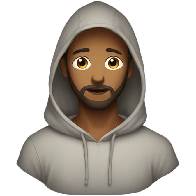 Handsome man with brown hairs and 3 days beard wearing a hoodie as he is praying emoji