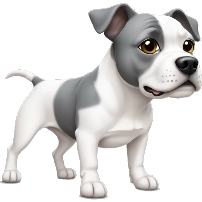 Staffie chien une oreille blanc et l’autre gris  emoji