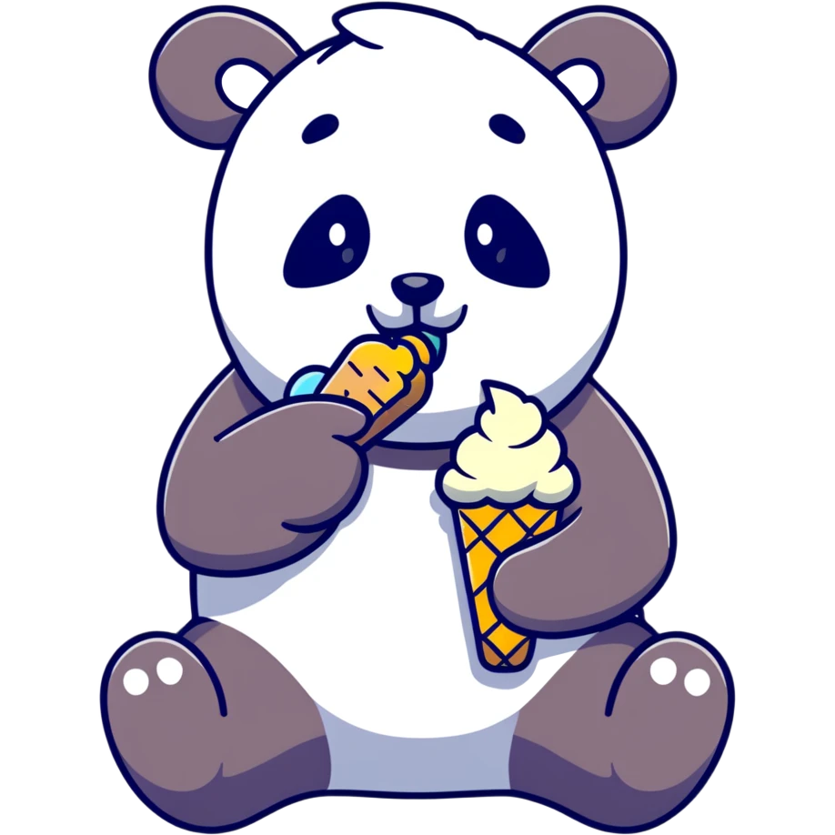 Panda eating ice cream emoji