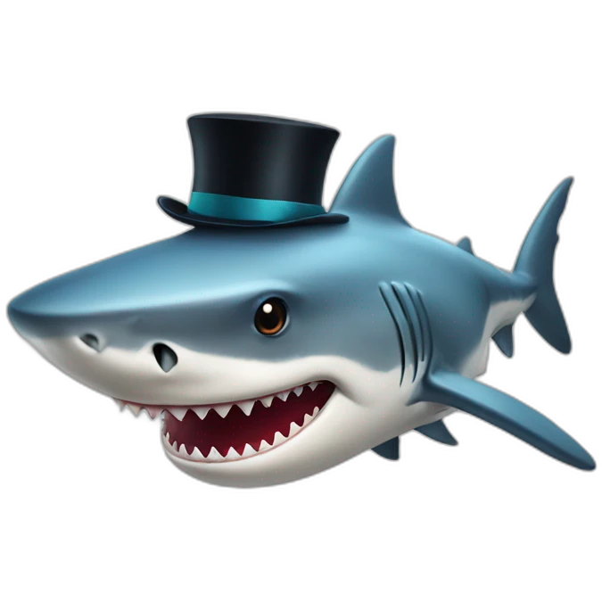 Shark with a top hat emoji