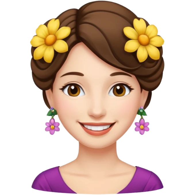 Lady wearing flower earrings


























 emoji