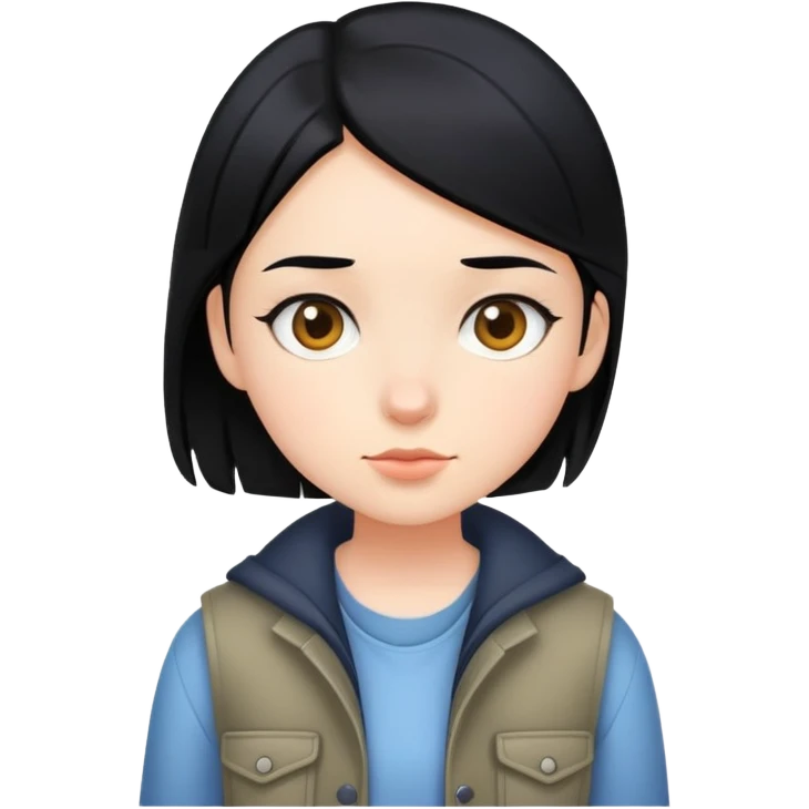 girl with black hair, wearing boyish clothes emoji
