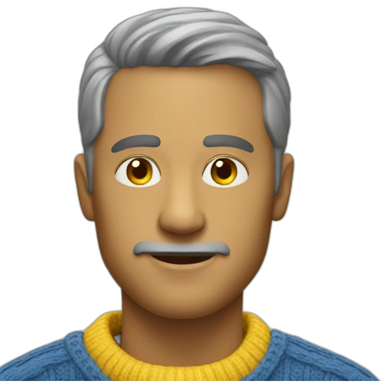 Man in blue and yellow sweater emoji