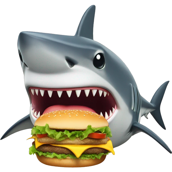 A shark eating a burger emoji