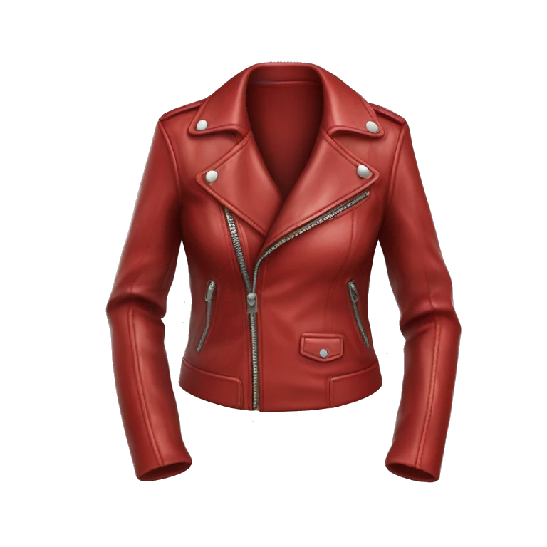 Hyper Realistic isolated open apple red feminine fashion leather jacket. emoji