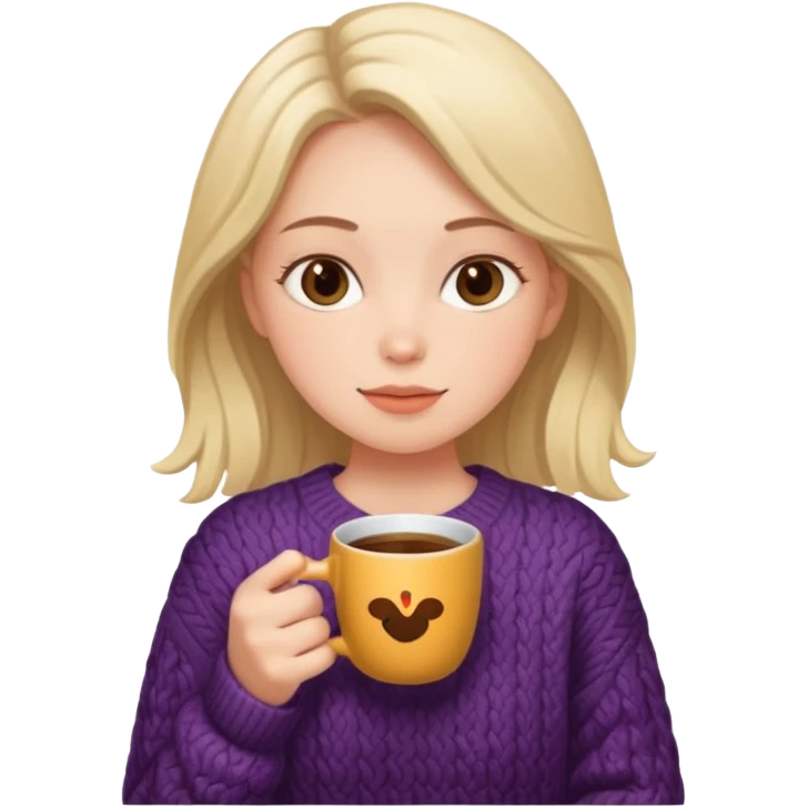 Девушка пьет кофе emoji