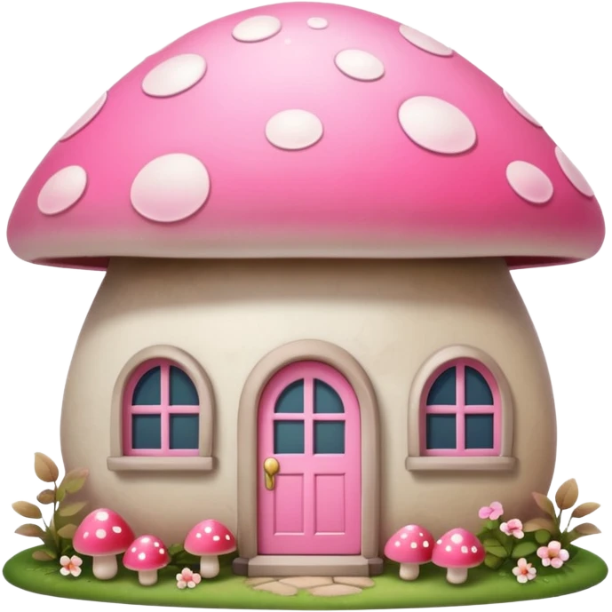 Girly pink tone cottage mushroom home emoji