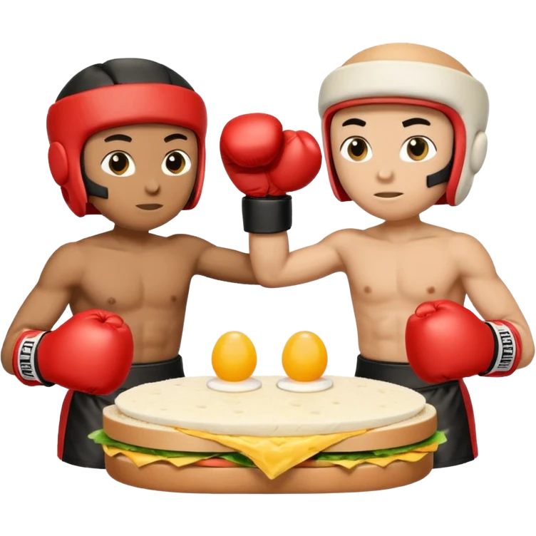 Chess pieces boxing, holding guard and jabbing, on top of an egg sandwich emoji