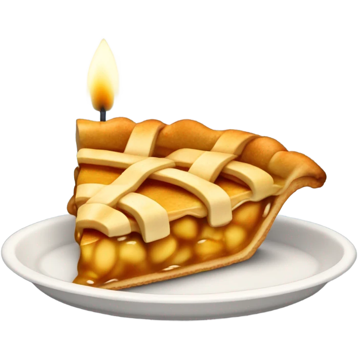 Slice of apple pie with a candle emoji