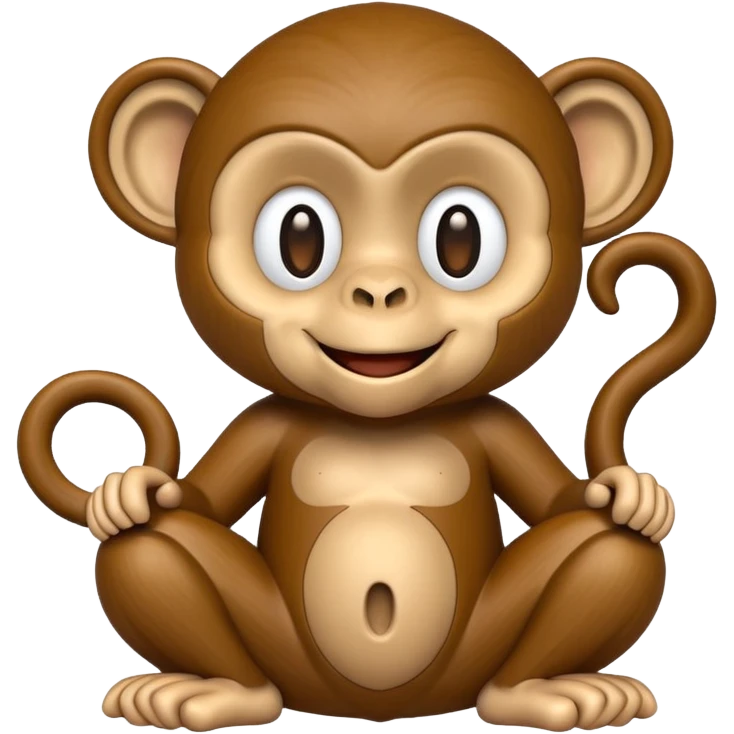 wood carved mini monkey emoji