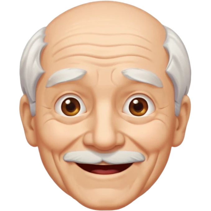 Abuelo hombre, muchas arrugas, aspecto feliz, el pelo blanco emoji
