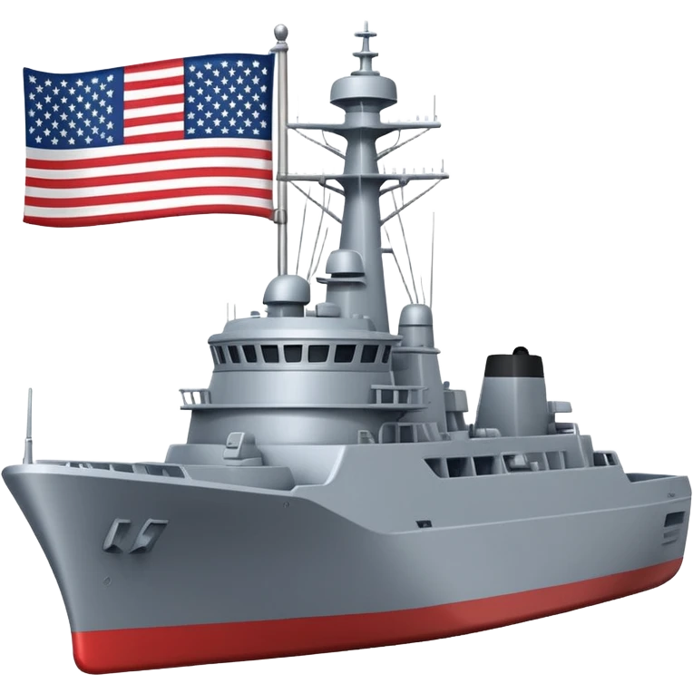generate a very realistic American modern war ship with little flag emoji