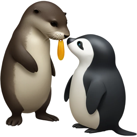otter kissing pinguin  emoji