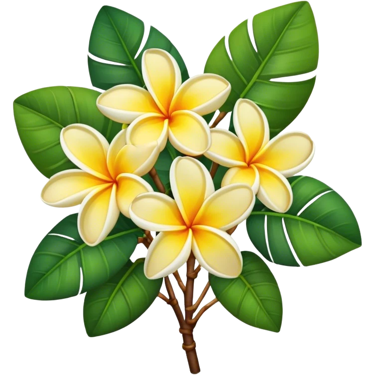 Frangipani big bouquet, stem, leaf emoji
