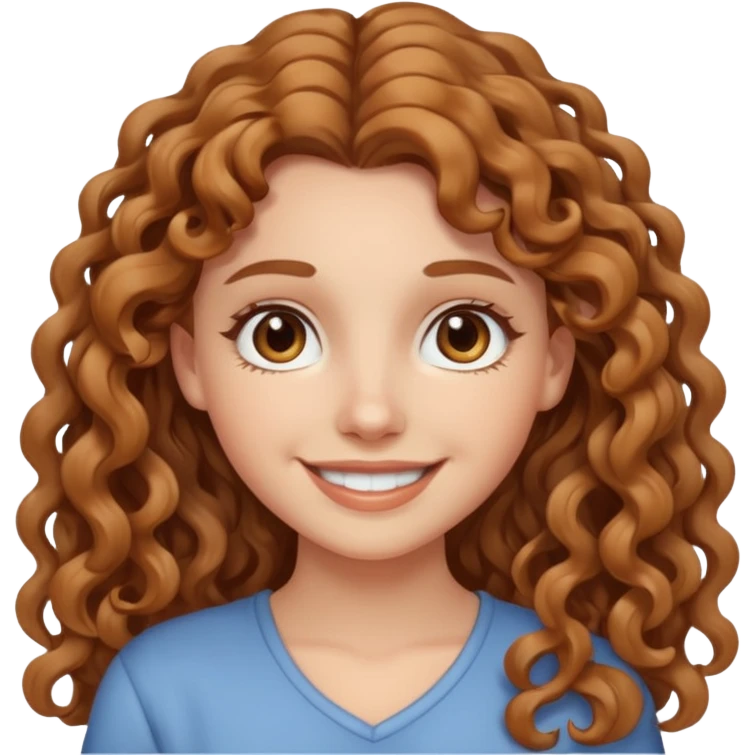 aesthetic white girl with light brown long curly hair and brown eyes emoji
