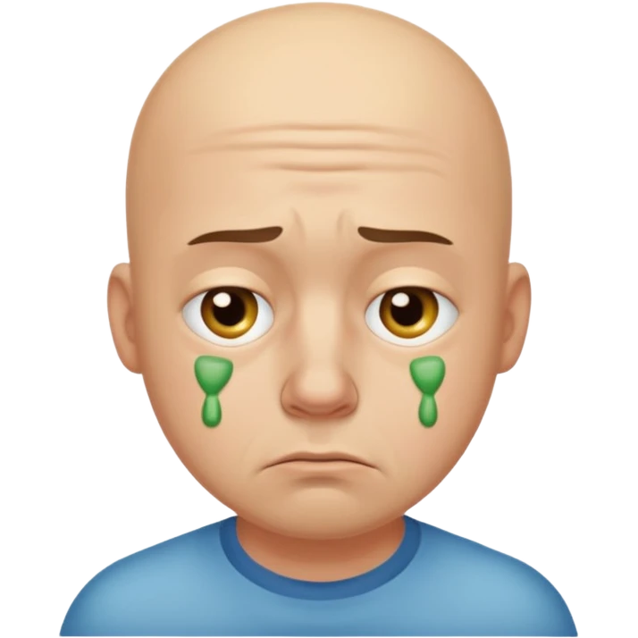 sad man with bald spot and boogers emoji