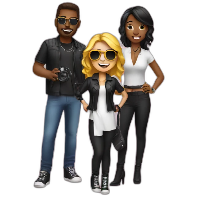 a lady photographer with a dj and a vocalist emoji