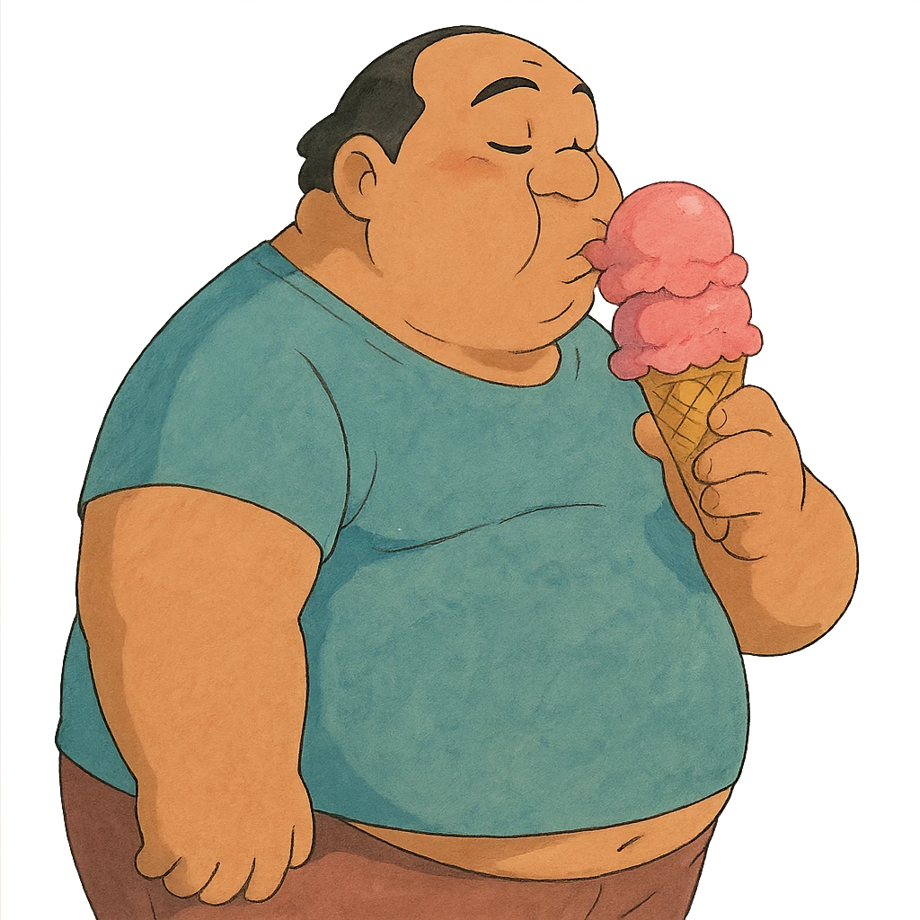 fat man with ice cream, inspired by Lilo and Stitch emoji