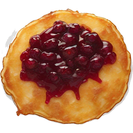 potato pancake with roast pork and lingonberry jam emoji