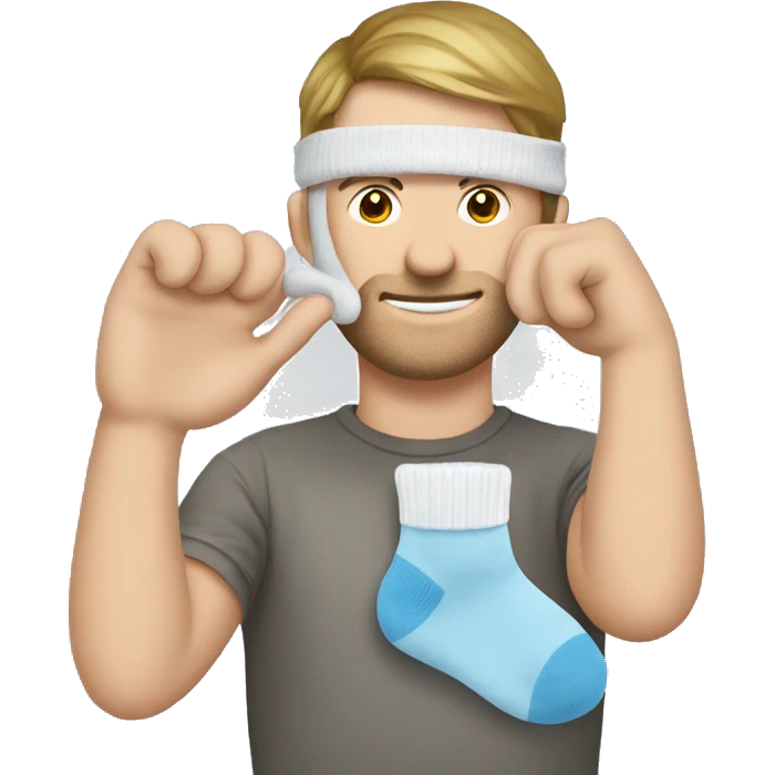 Man holding up a sock to his nose emoji
