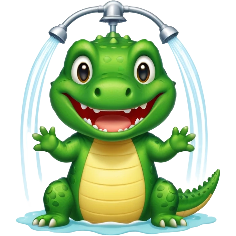 Cute crocodile is showing under the shower like game Where's my water emoji