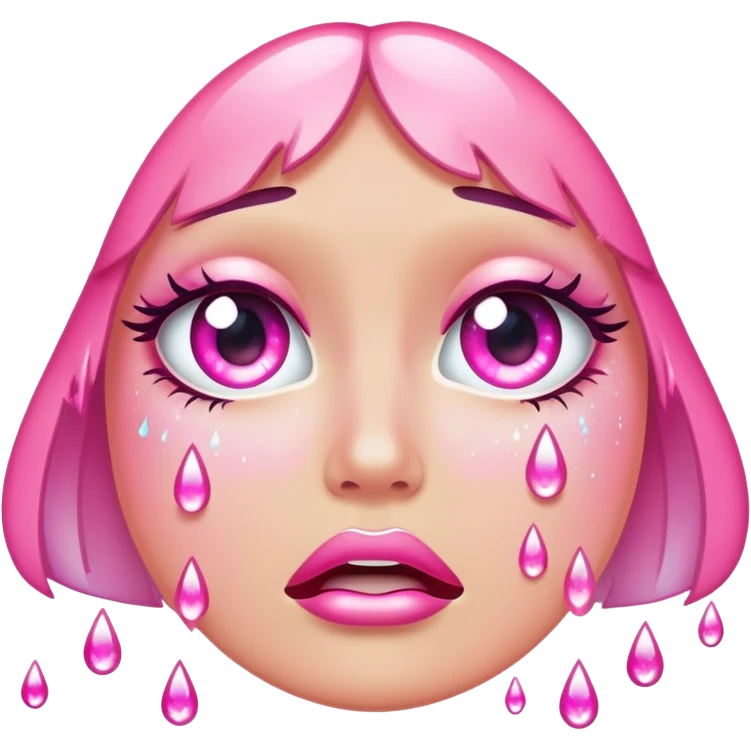 Crying pink glitter tears emoji