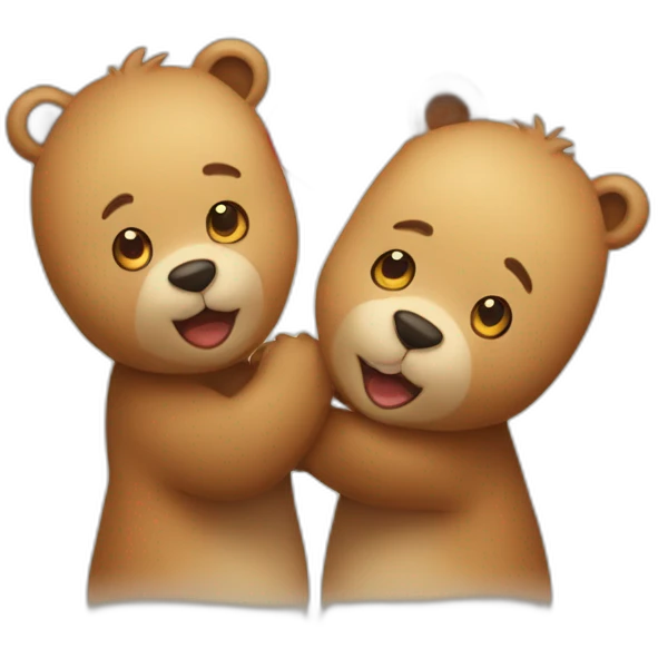 Female bear and male bear kissing, face only, with hearts above them emoji