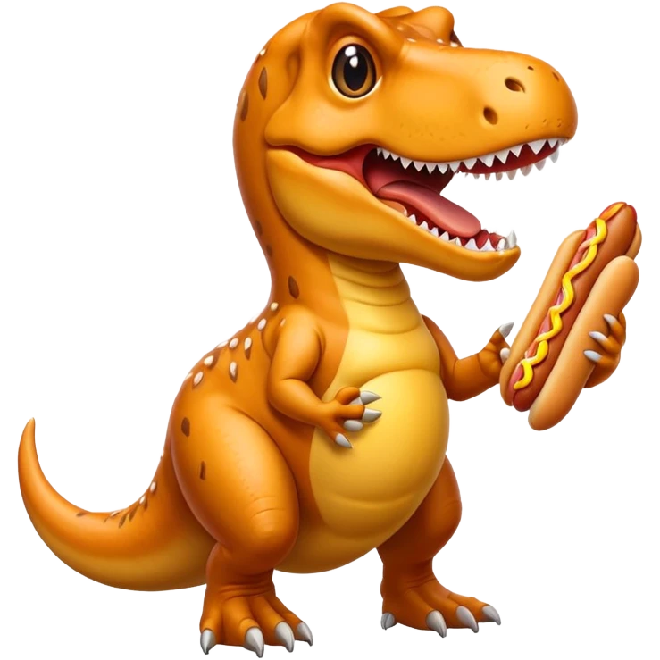 T-Rex holding a hot dog emoji