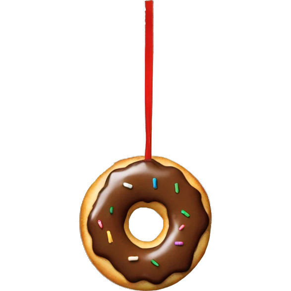 A donut is hanging on the Christmas tree emoji