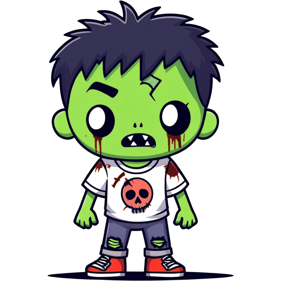 boy zombie with black hair and greenish skin emoji