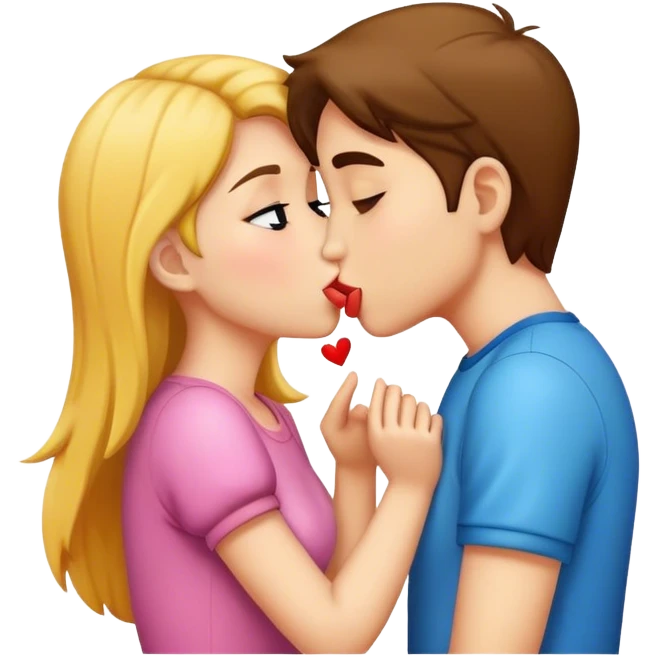 girl and boy kissing emoji