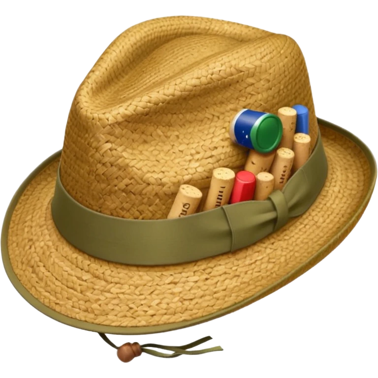 Austrailian bush hat with cork hanging down emoji