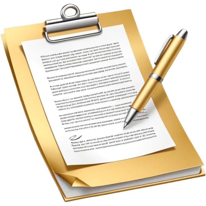 3D Premium contract golden paper signed emoji