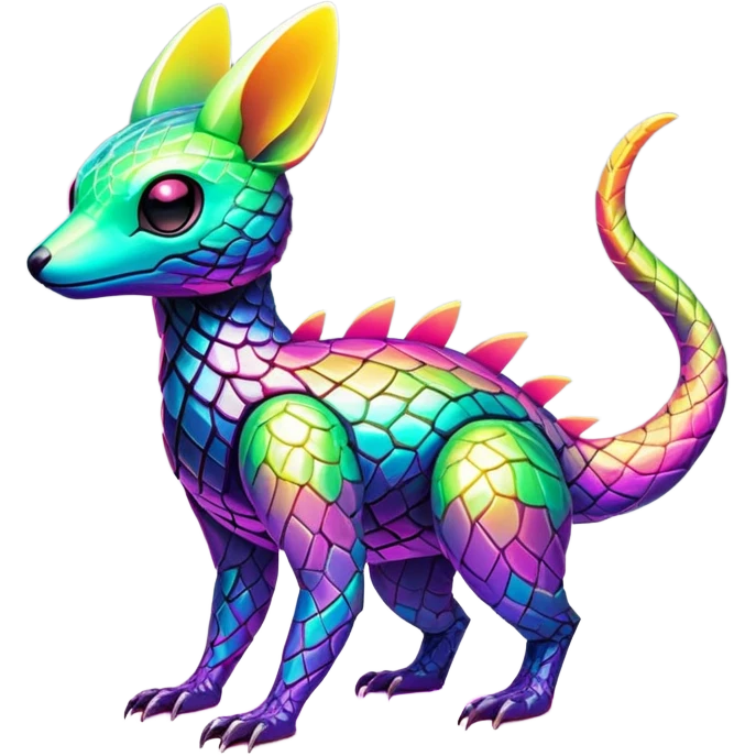 Tropical futuristic lush warm-colored neon Fakémon-Trico-creature emoji