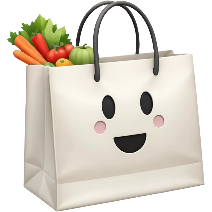 white shopping bag without face, and there are something full inside it, but it is not food emoji