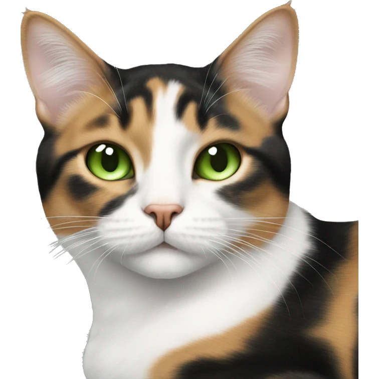 Realistic cat calico with green eyes sleeping emoji